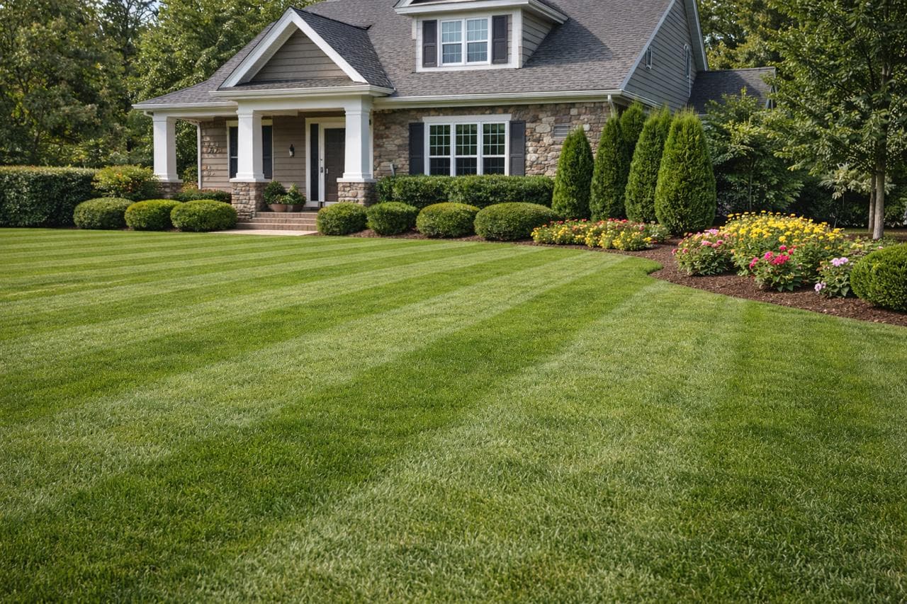 Freshly maintained lawn